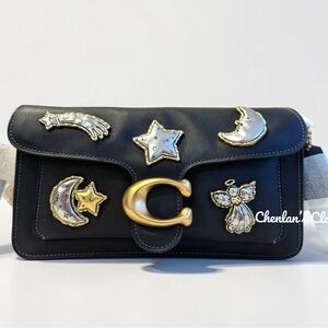 NWY Coach Tabby Shoulder Bag 26 with Pins Black Leather
